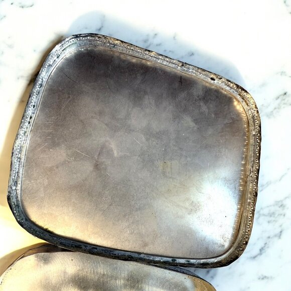 Vintage Chinese Porcelain & Metal 6.5” X 5.5” X 2" Box PHOENIX Bird Floral Motif - Picture 8 of 11